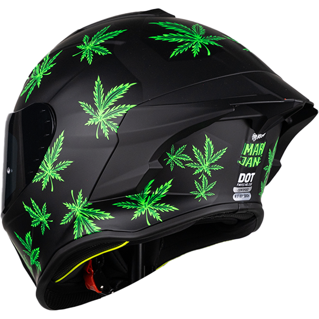 CASCO INTEGRAL BUSTER MARY JANE FLUORESCENTE NEGRO MATE KOV