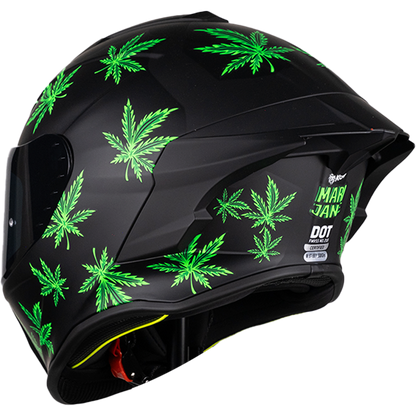 CASCO INTEGRAL BUSTER MARY JANE FLUORESCENTE NEGRO MATE KOV