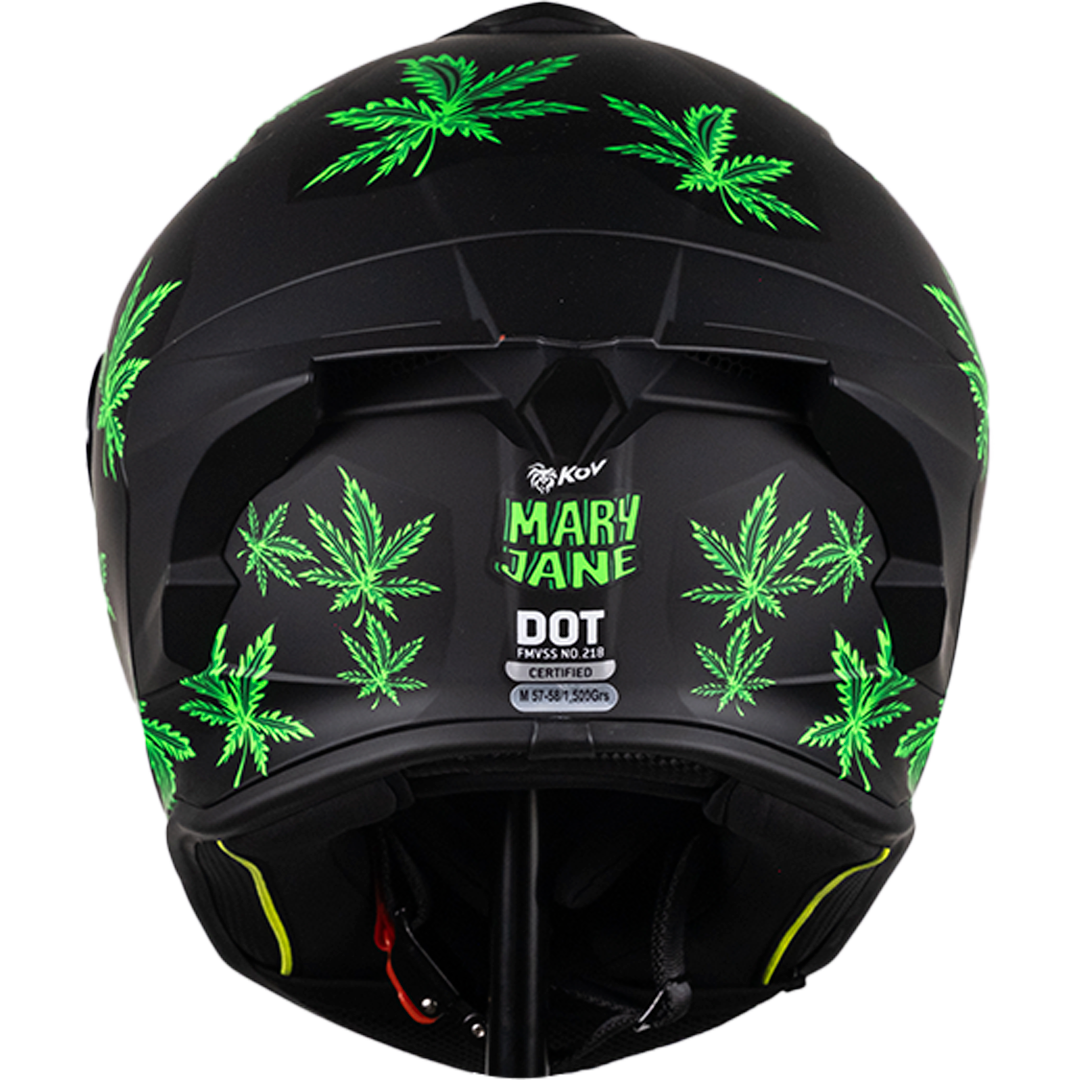 CASCO INTEGRAL BUSTER MARY JANE FLUORESCENTE NEGRO MATE KOV