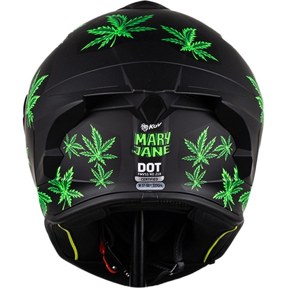 CASCO INTEGRAL BUSTER MARY JANE FLUORESCENTE NEGRO MATE KOV