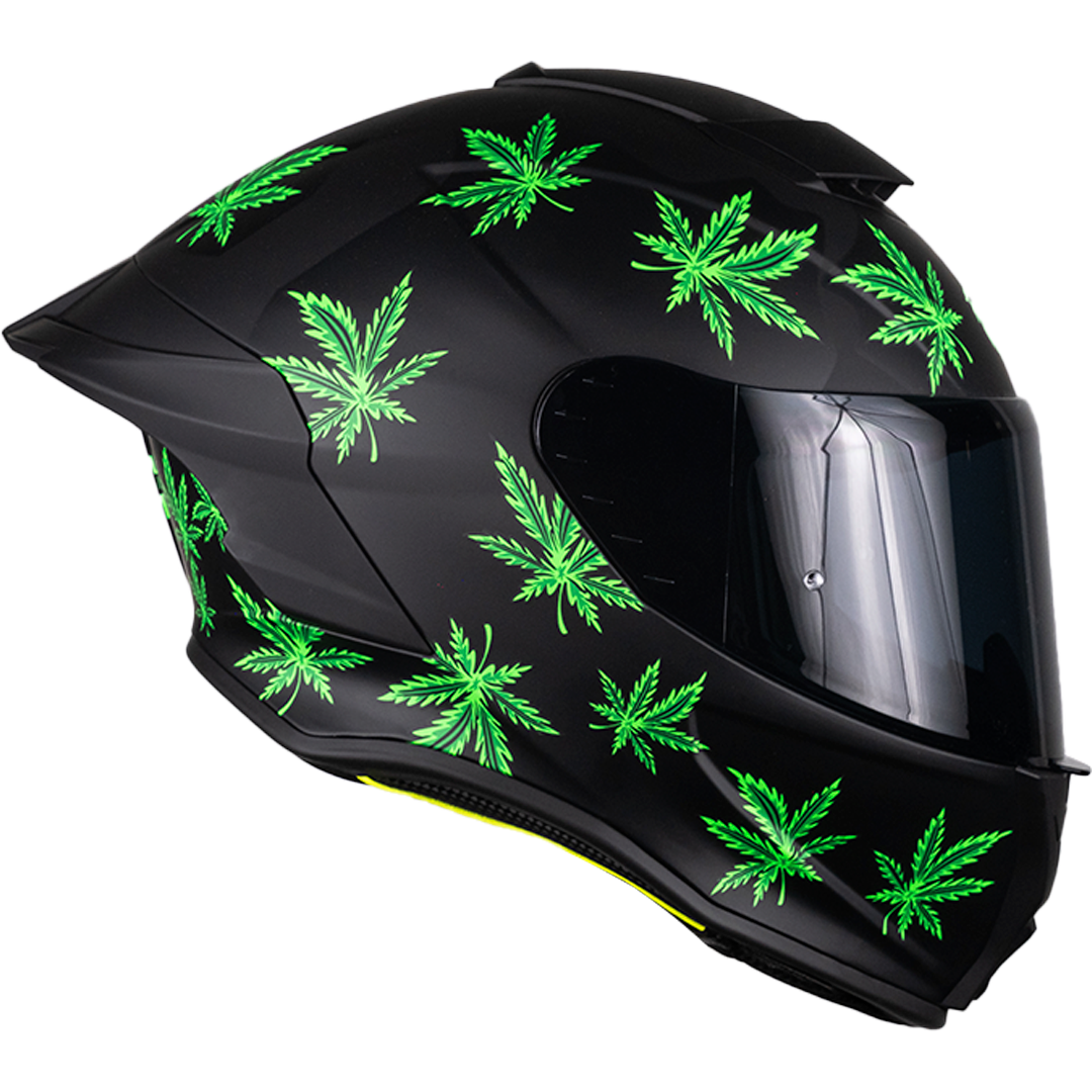 CASCO INTEGRAL BUSTER MARY JANE FLUORESCENTE NEGRO MATE KOV