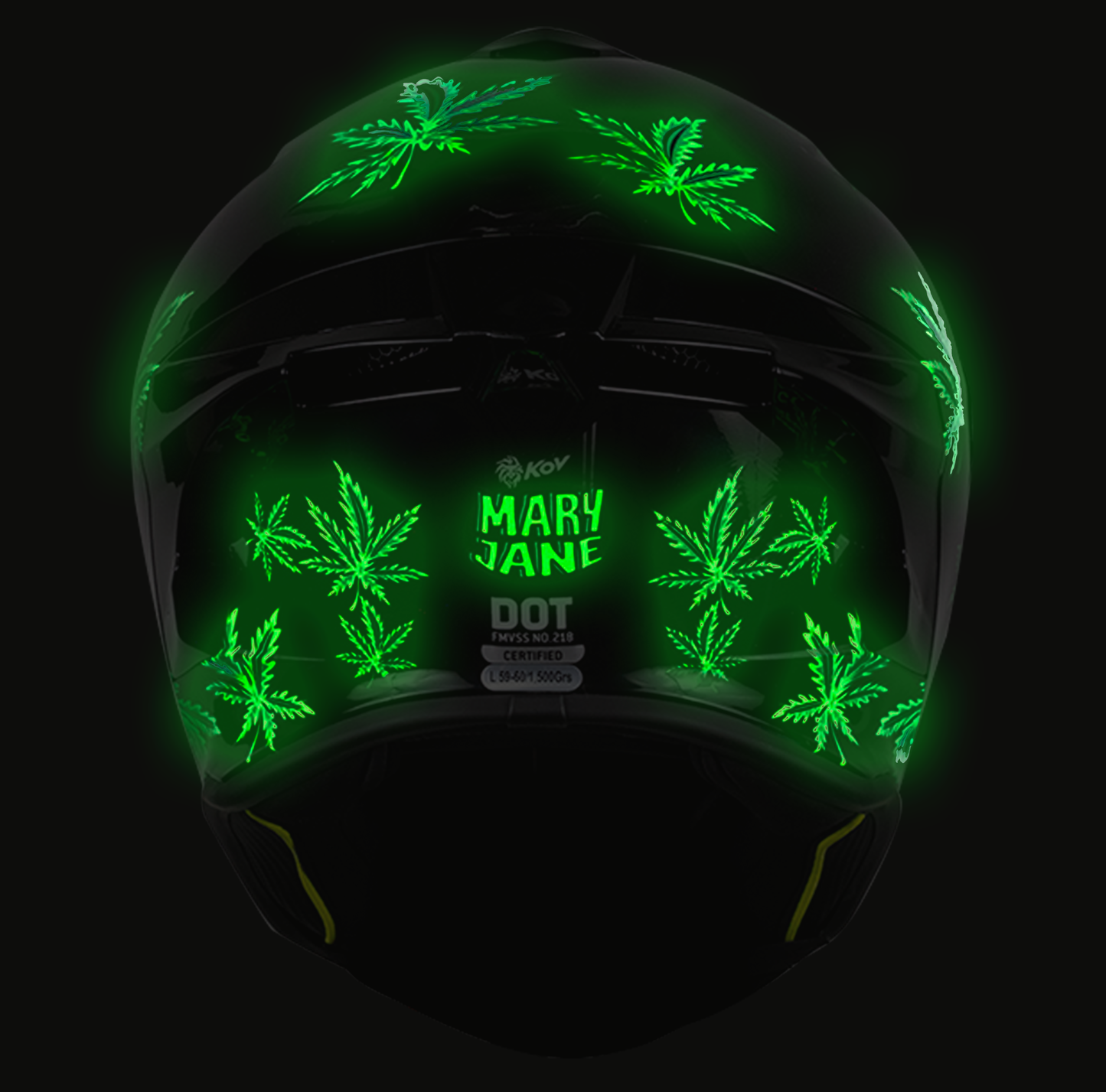 CASCO INTEGRAL BUSTER MARY JANE FLUORESCENTE NEGRO MATE KOV