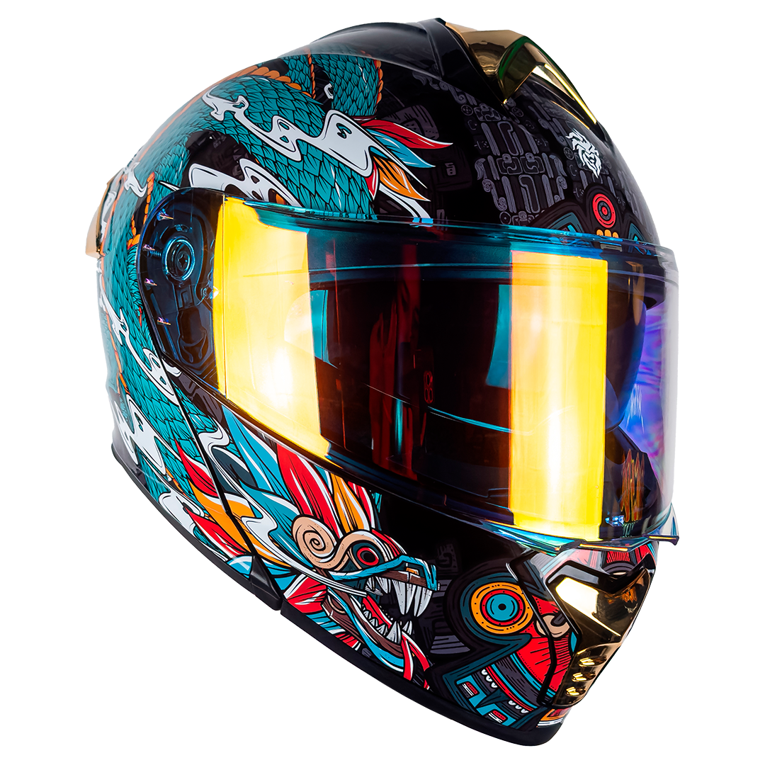 CASCO ABATIBLE THUNDER QUETZALCÓATL VERDE KOV