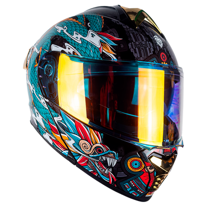 CASCO ABATIBLE THUNDER QUETZALCÓATL VERDE KOV