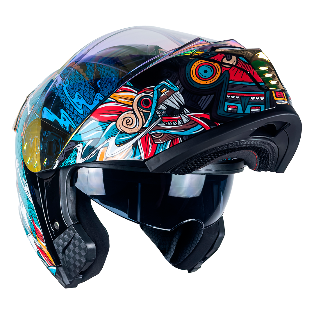 CASCO ABATIBLE THUNDER QUETZALCÓATL VERDE KOV