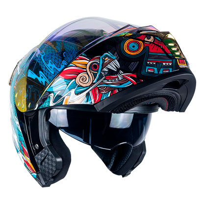 CASCO ABATIBLE THUNDER QUETZALCÓATL VERDE KOV