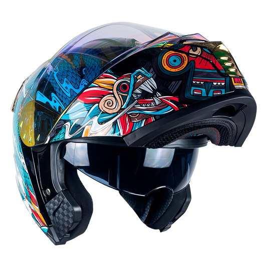 CASCO ABATIBLE THUNDER QUETZALCÓATL VERDE KOV