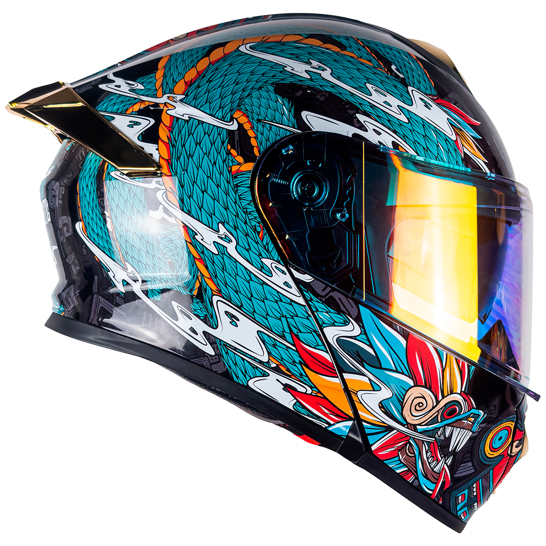 CASCO ABATIBLE THUNDER QUETZALCÓATL VERDE KOV