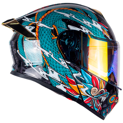 CASCO ABATIBLE THUNDER QUETZALCÓATL VERDE KOV