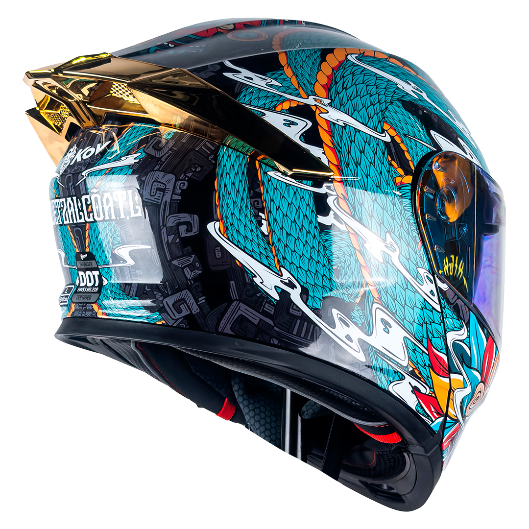 CASCO ABATIBLE THUNDER QUETZALCÓATL VERDE KOV