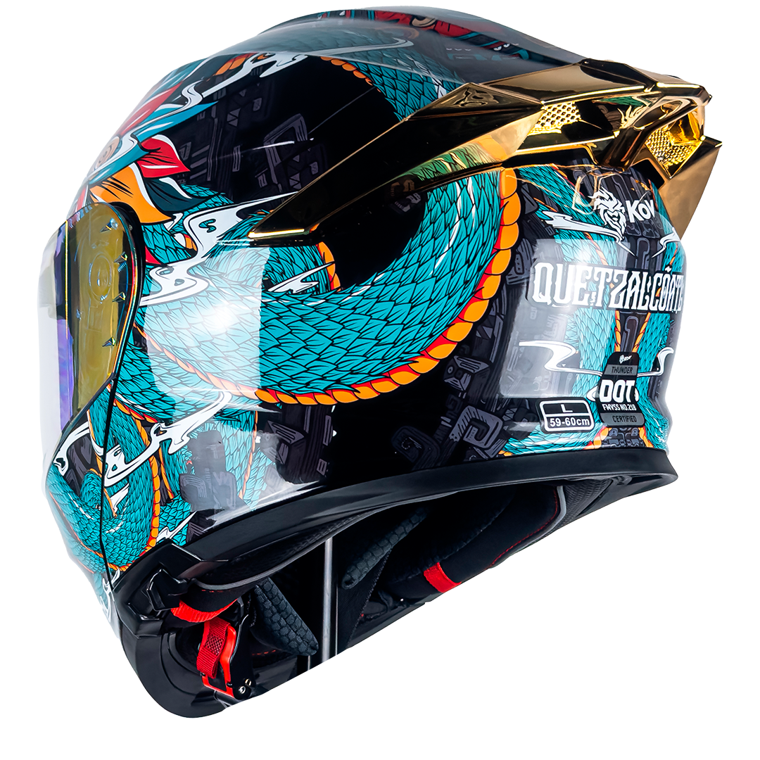 CASCO ABATIBLE THUNDER QUETZALCÓATL VERDE KOV