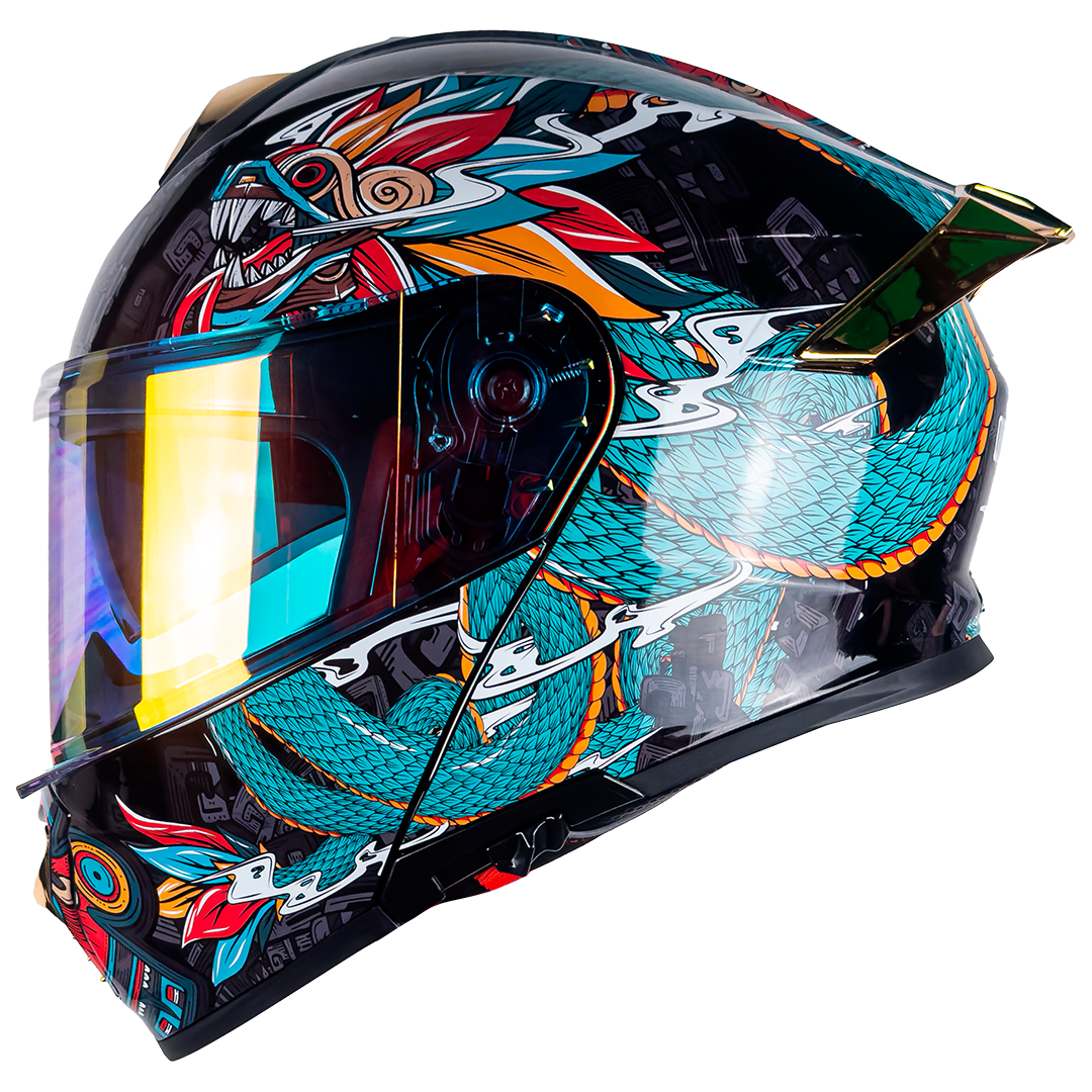 CASCO ABATIBLE THUNDER QUETZALCÓATL VERDE KOV