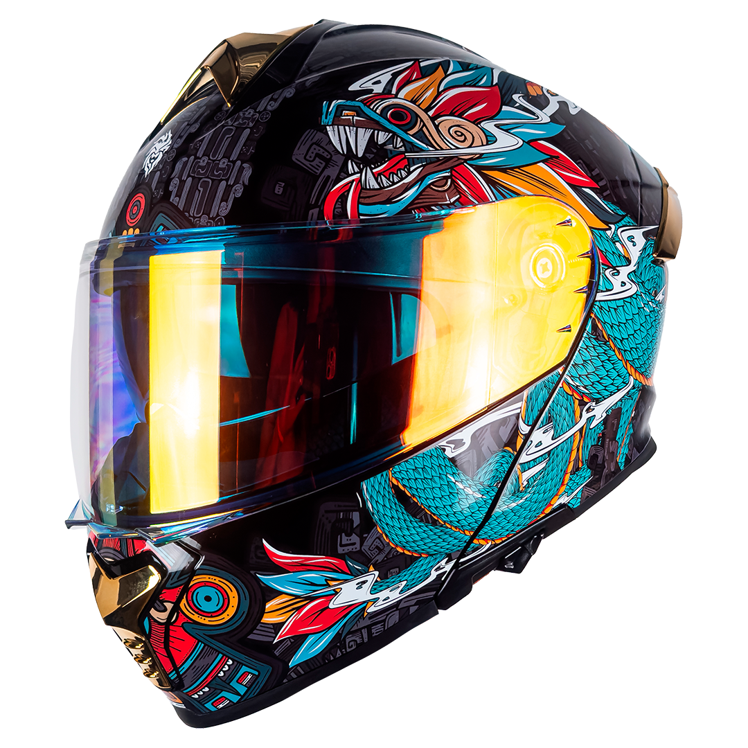 CASCO ABATIBLE THUNDER QUETZALCÓATL VERDE KOV