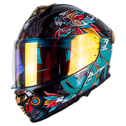 CASCO ABATIBLE THUNDER QUETZALCÓATL VERDE KOV